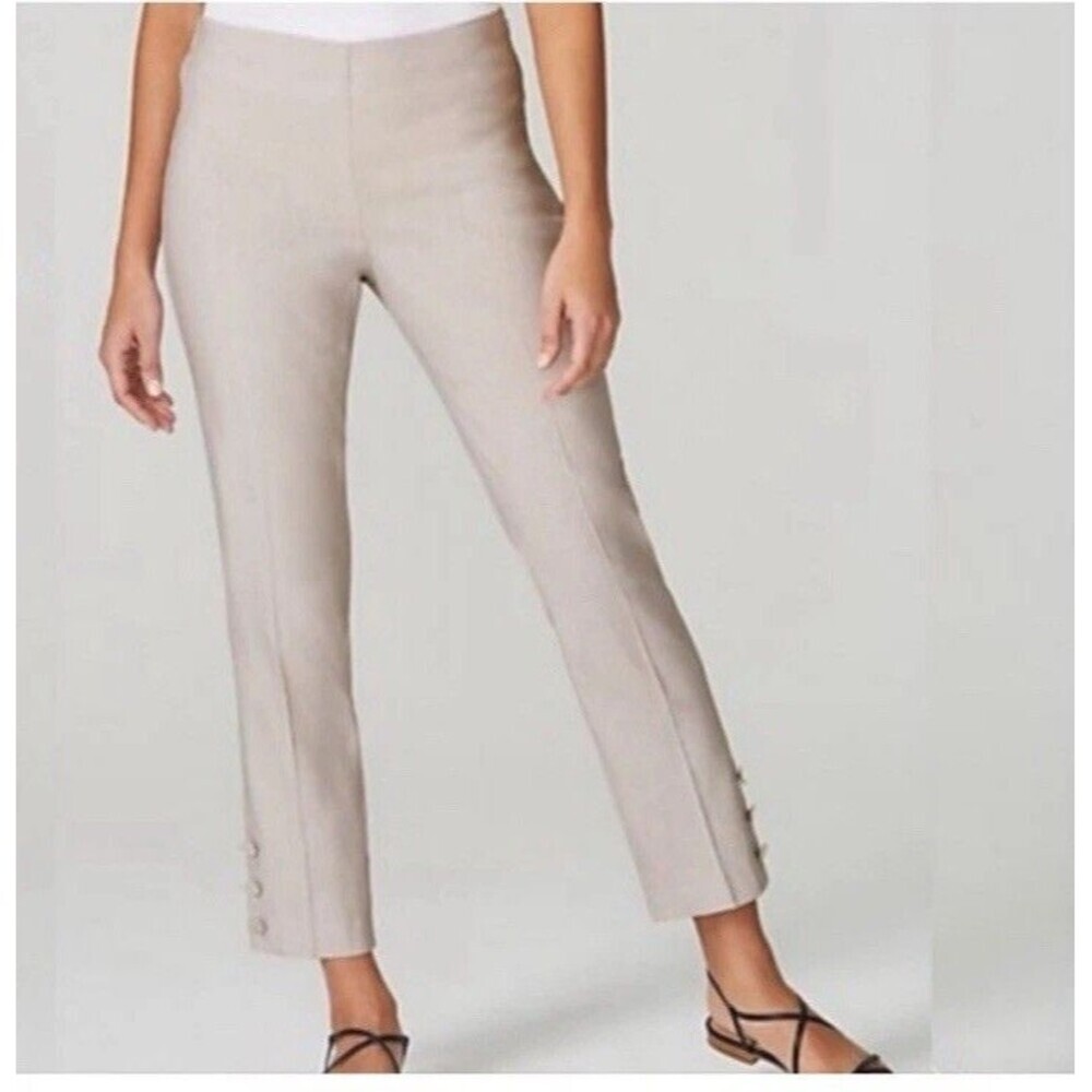 J. Jill Linen Stretch Women Button Hem Ankle Pants Gray Size P Large #187412